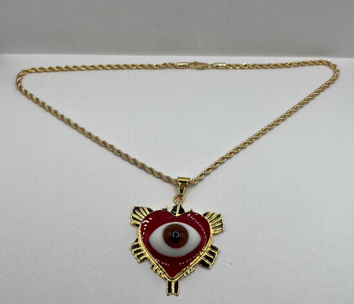Red Heart Eye Necklace