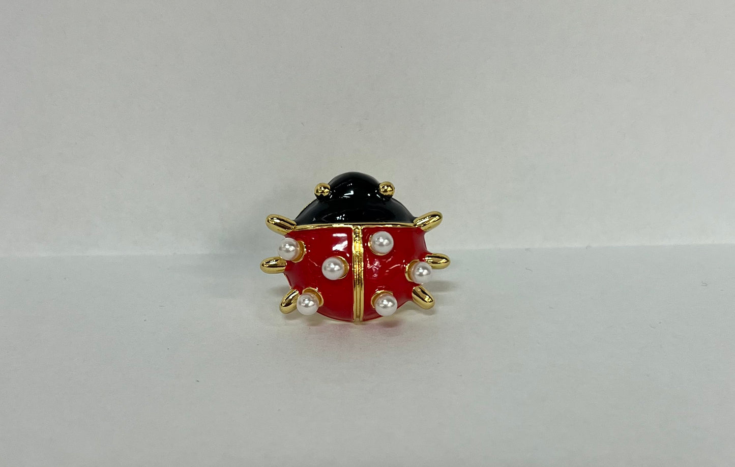 Lady Bug Ring with Pearls One Size