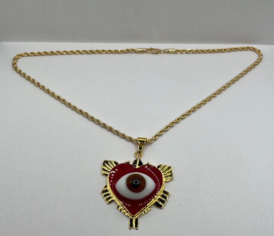 Red Heart Eye Necklace